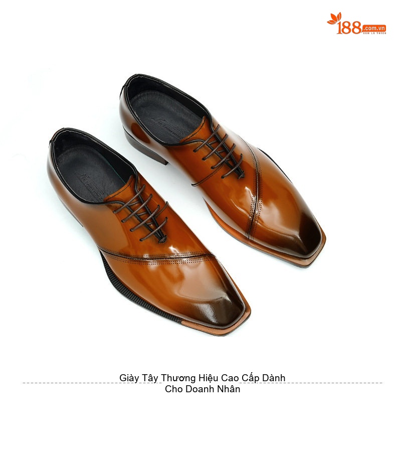 Giày Tây Buộc Dây Nam Da Bóng Chiều Cao Đế Khoảng 3cm Màu Đen, Nâu chi tiết 18