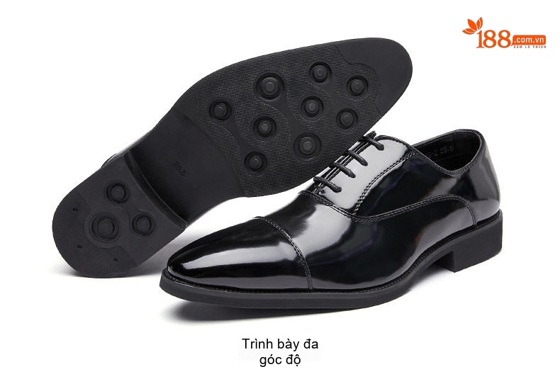 Giày Tây Buộc Dây Nam Da Bóng Chiều Cao Đế Khoảng 3cm Màu Đen, Nâu chi tiết 24