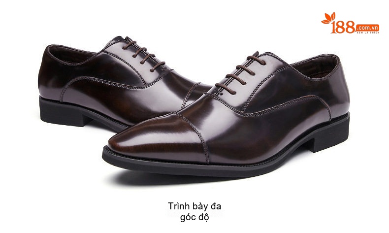 Giày Tây Buộc Dây Nam Da Bóng Chiều Cao Đế Khoảng 3cm Màu Đen, Nâu chi tiết 27