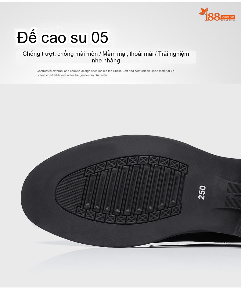 Giày Tây Buộc Dây Nam Da Bóng Chiều Cao Đế Khoảng 3cm Màu Đen, Nâu chi tiết 14