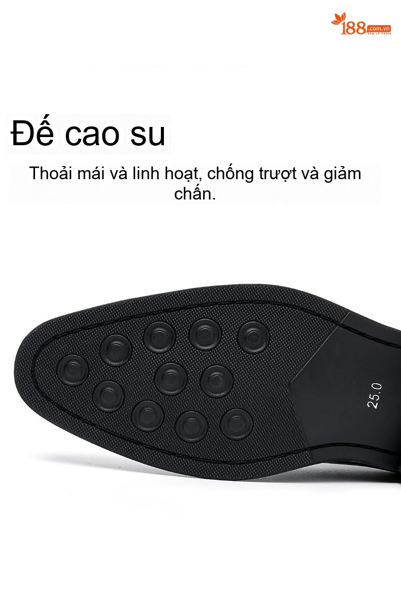 Giày Tây Buộc Dây Nam Da Bóng Chiều Cao Đế Khoảng 3cm Màu Nâu chi tiết 7