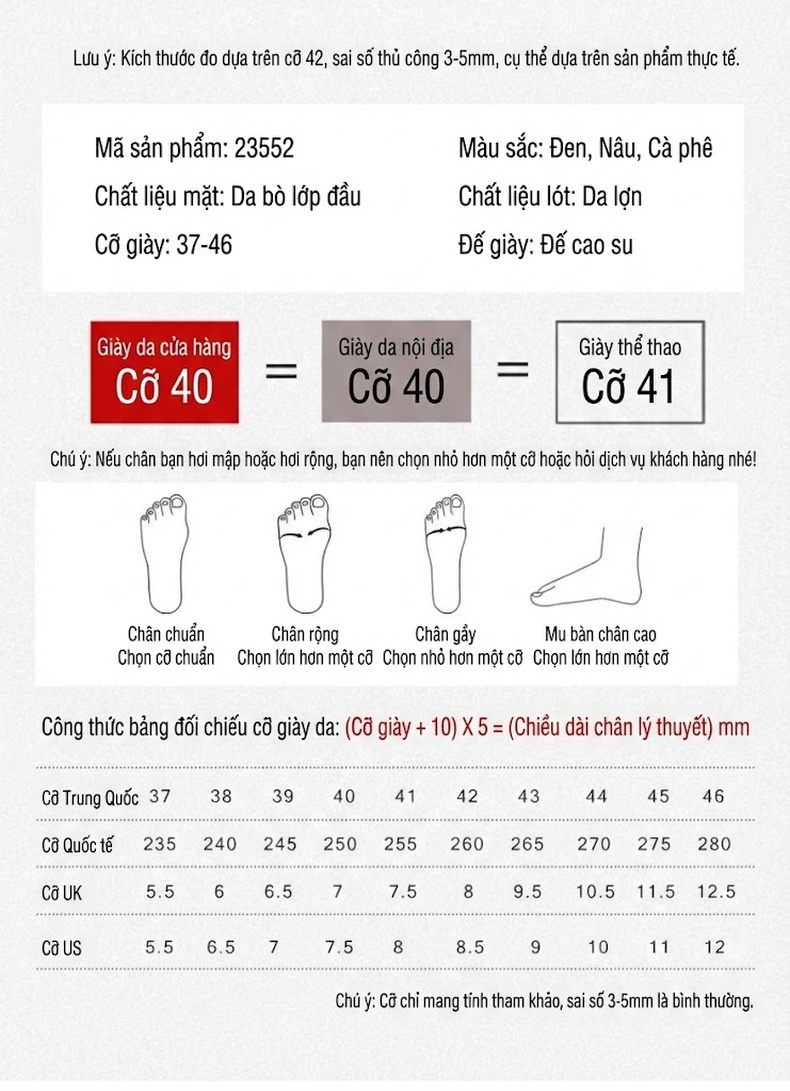 Giày Tây Buộc Dây Nam Da Bóng Chiều Cao Đế Khoảng 4cm Màu Đen, Nâu, Vàng chi tiết 23