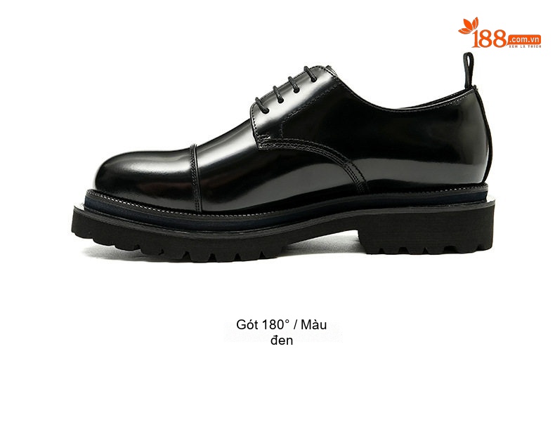 Giày Tây Buộc Dây Nam Da Bóng Chiều Cao Đế Khoảng 4cm Phong Cách Anh Quốc Màu Đen chi tiết 13