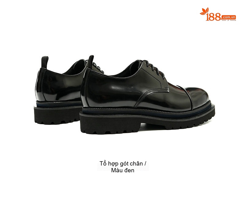 Giày Tây Buộc Dây Nam Da Bóng Chiều Cao Đế Khoảng 4cm Phong Cách Anh Quốc Màu Đen chi tiết 15