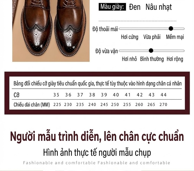 Giày Tây Buộc Dây Nam Da Bóng Kiểu Anh Chiều Cao Đế Khoảng 3cm Màu Nâu chi tiết 9