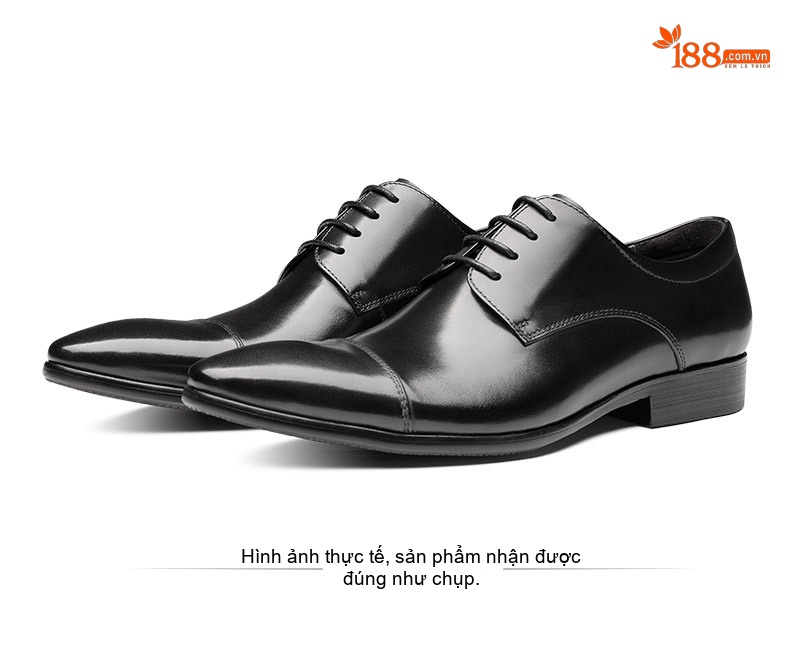 Giày Tây Buộc Dây Nam Da Bóng Mũi Nhọn Công Sở Chiều Cao Đế Khoảng 3cm Màu Nâu, Đen chi tiết 9