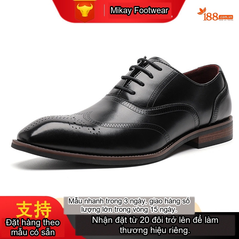 Giày Tây Buộc Dây Nam Da Cá Sấu Chiều Cao Đế Khoảng 3cm Màu Đen chi tiết 16