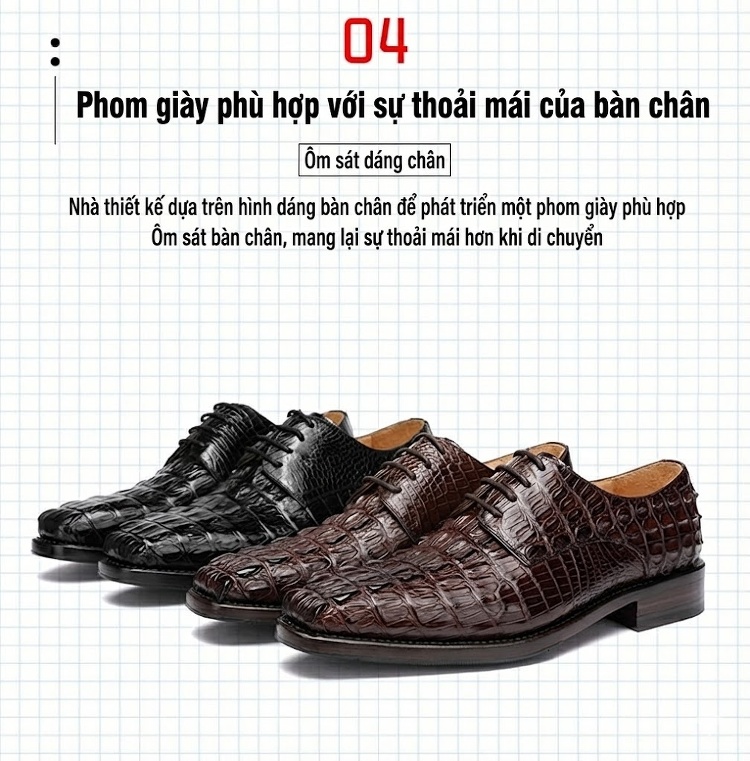 Giày Tây Buộc Dây Nam Da Cá Sấu Chiều Cao Đế Khoảng 3cm Màu Đen, Nâu chi tiết 9