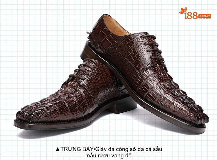 Giày Tây Buộc Dây Nam Da Cá Sấu Chiều Cao Đế Khoảng 3cm Màu Đen, Nâu chi tiết 28