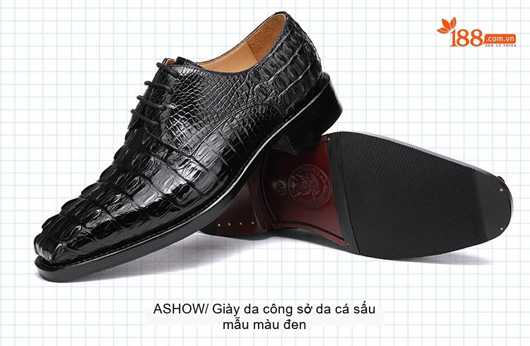 Giày Tây Buộc Dây Nam Da Cá Sấu Chiều Cao Đế Khoảng 3cm Màu Đen, Nâu chi tiết 31