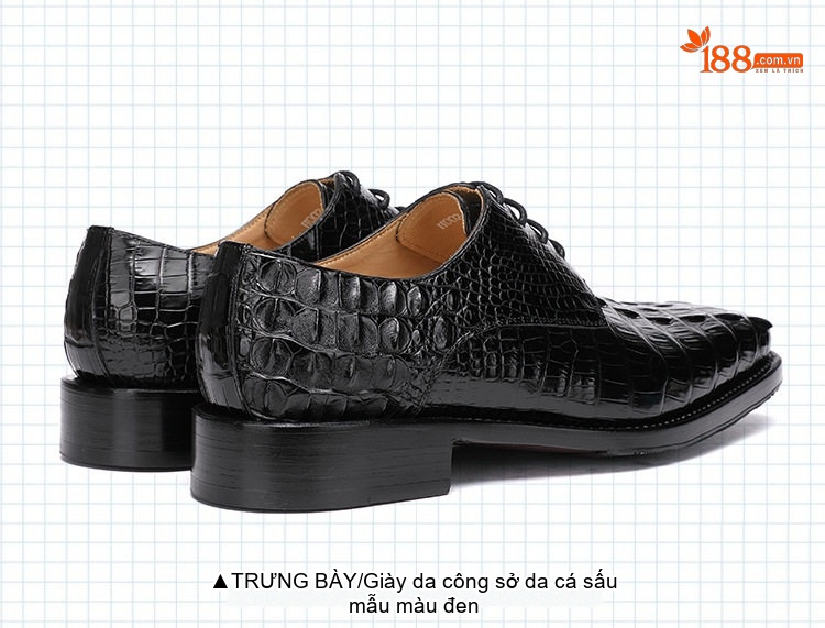 Giày Tây Buộc Dây Nam Da Cá Sấu Chiều Cao Đế Khoảng 3cm Màu Đen, Nâu chi tiết 32