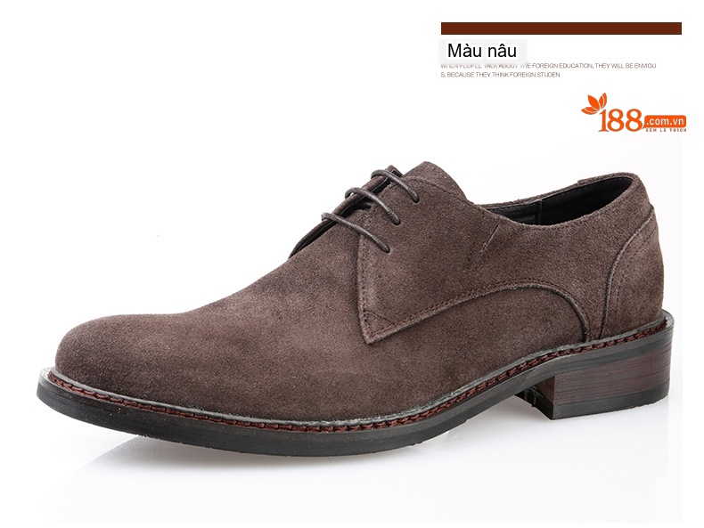 Giày Tây Buộc Dây Nam Da Mờ Mũi Nhọn Chiều Cao Đế Khoảng 3cm Màu Đen, Nâu chi tiết 4