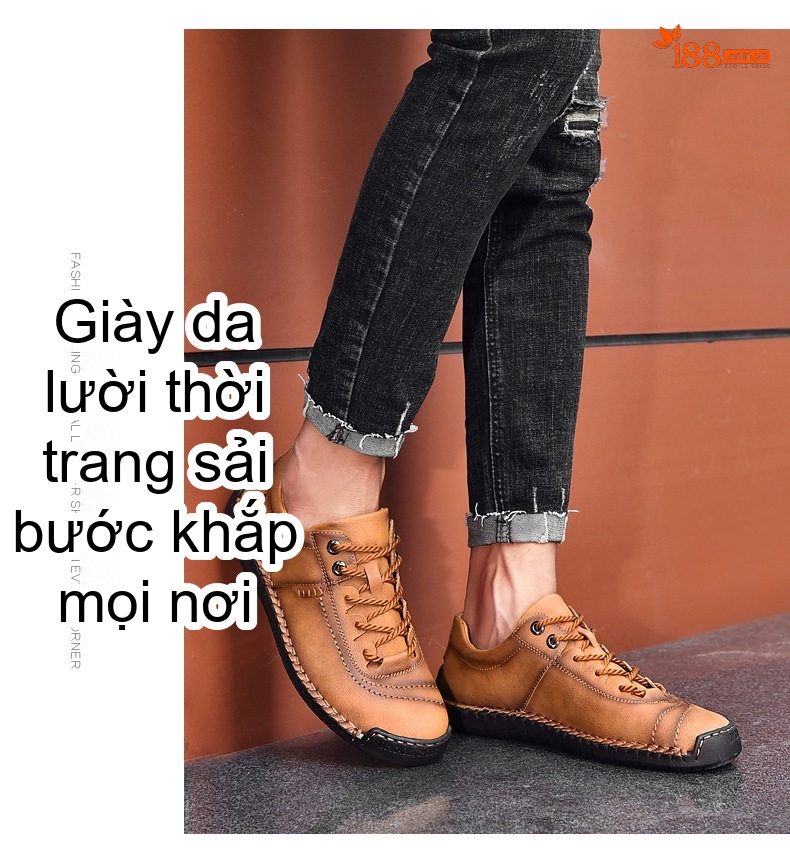 Giày Tây Buộc Dây Nam Da Mờ Thủ Công Chiều Cao Đế Khoảng 2cm Màu Nâu, Đen, Xanh Rêu chi tiết 16