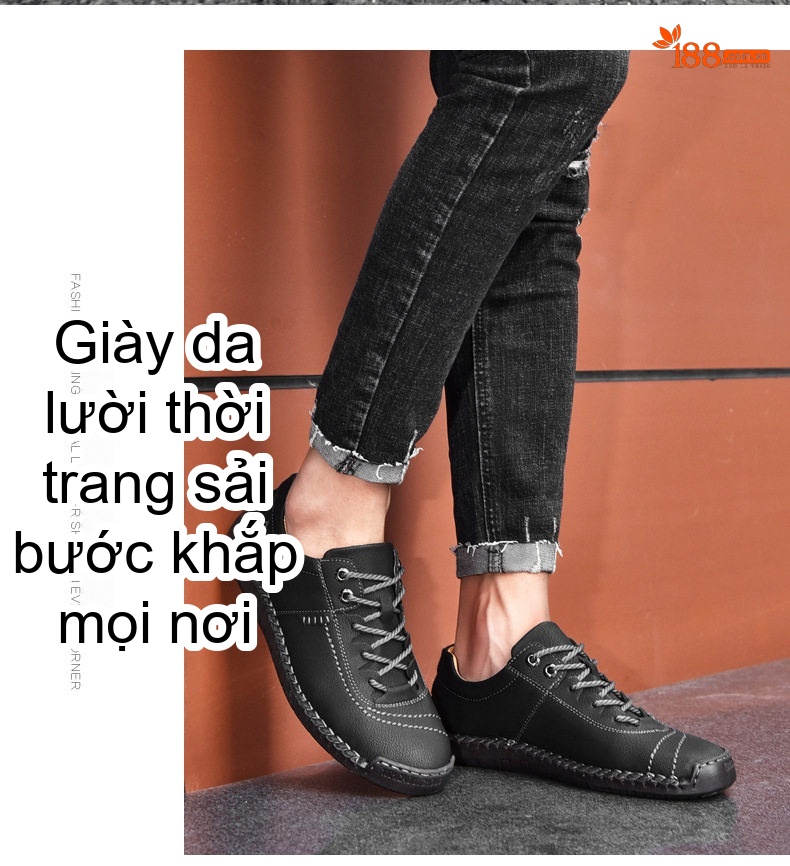 Giày Tây Buộc Dây Nam Da Mờ Thủ Công Chiều Cao Đế Khoảng 2cm Màu Nâu, Đen, Xanh Rêu chi tiết 21