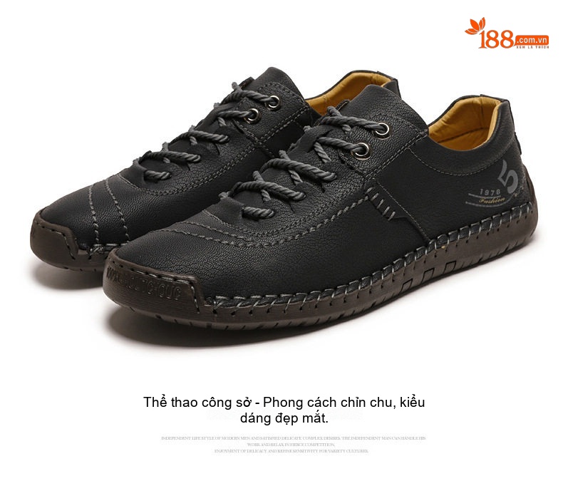 Giày Tây Buộc Dây Nam Da Mờ Thủ Công Chiều Cao Đế Khoảng 2cm Màu Nâu, Đen, Xanh Rêu chi tiết 29