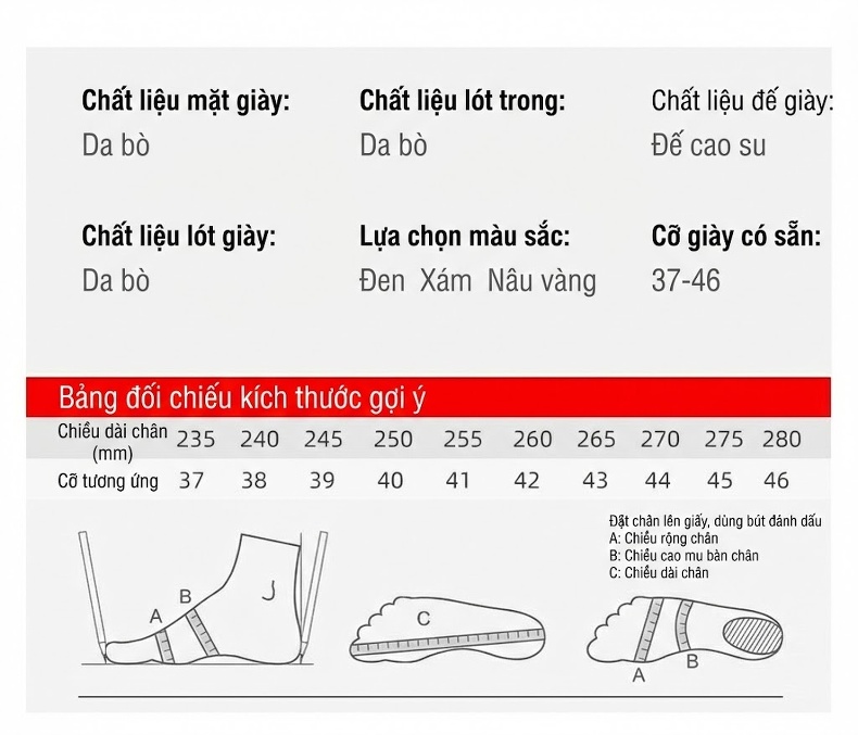 Giày Tây Buộc Dây Nam Da Thật Brogue Chiều Cao Đế Khoảng 3cm Màu Đen, Nâu chi tiết 6