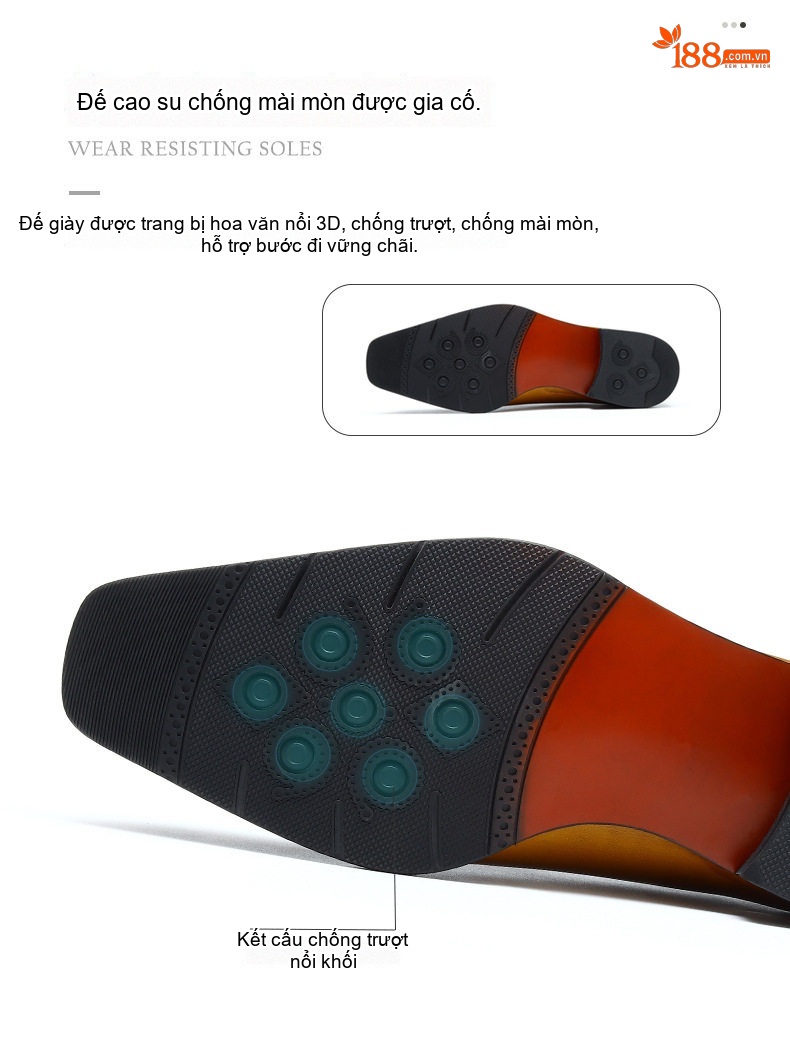 Giày Tây Buộc Dây Nam Da Thật Brogue Chiều Cao Đế Khoảng 3cm Màu Đen, Nâu chi tiết 9