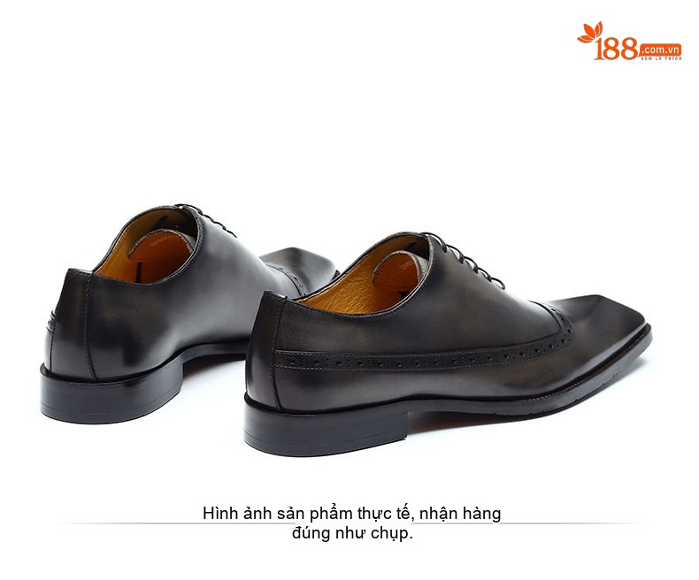 Giày Tây Buộc Dây Nam Da Thật Brogue Chiều Cao Đế Khoảng 3cm Màu Đen, Nâu chi tiết 12