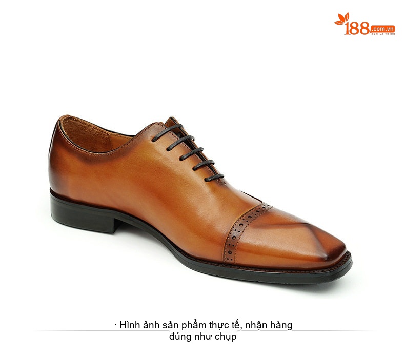 Giày Tây Buộc Dây Nam Da Thật Brogue Chiều Cao Đế Khoảng 3cm Màu Đen, Nâu chi tiết 14