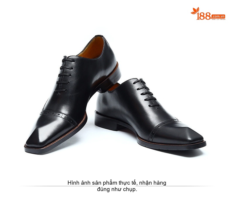 Giày Tây Buộc Dây Nam Da Thật Brogue Chiều Cao Đế Khoảng 3cm Màu Đen, Nâu chi tiết 16
