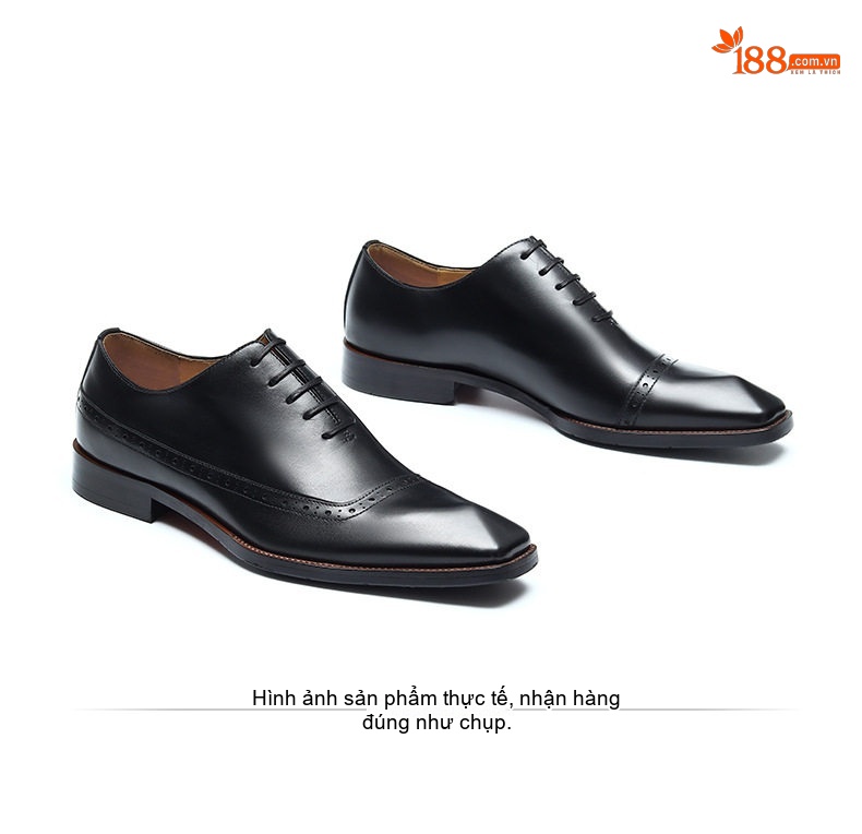 Giày Tây Buộc Dây Nam Da Thật Brogue Chiều Cao Đế Khoảng 3cm Màu Đen, Nâu chi tiết 17
