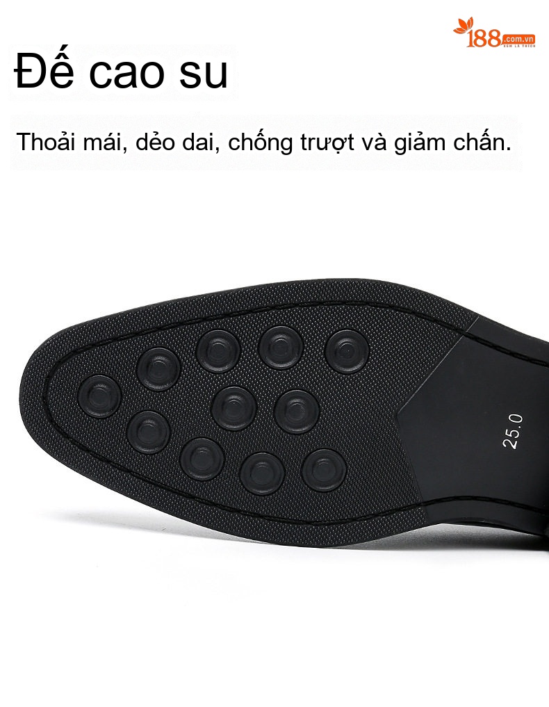 Giày Tây Buộc Dây Nam Da Thật Brogue Chiều Cao Đế Khoảng 3cm Màu Nâu chi tiết 7