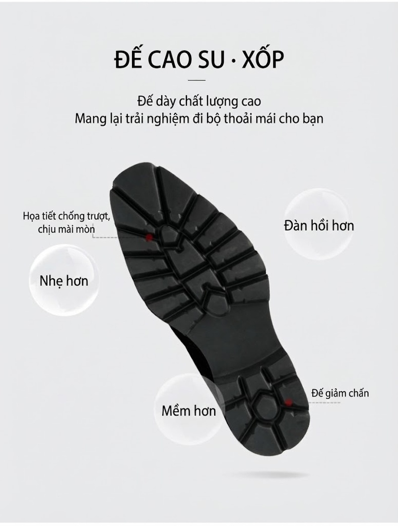 Giày Tây Buộc Dây Nam Da Thật Brogue Chiều Cao Đế Khoảng 4cm Màu Đen, Nâu chi tiết 9
