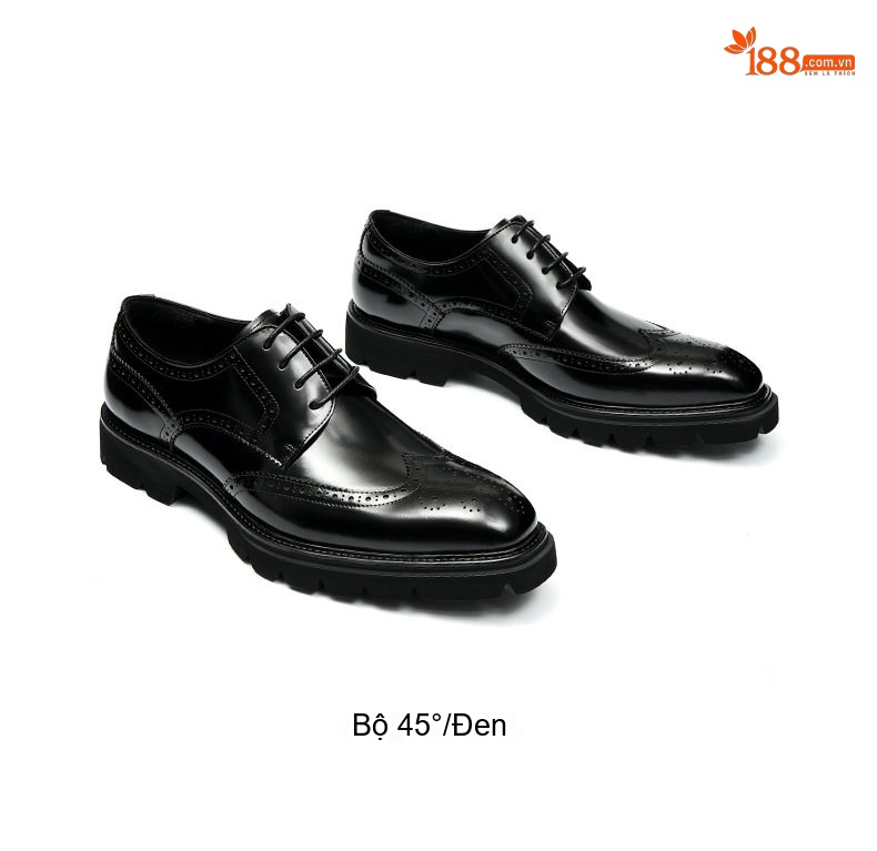 Giày Tây Buộc Dây Nam Da Thật Brogue Chiều Cao Đế Khoảng 4cm Màu Đen, Nâu chi tiết 18