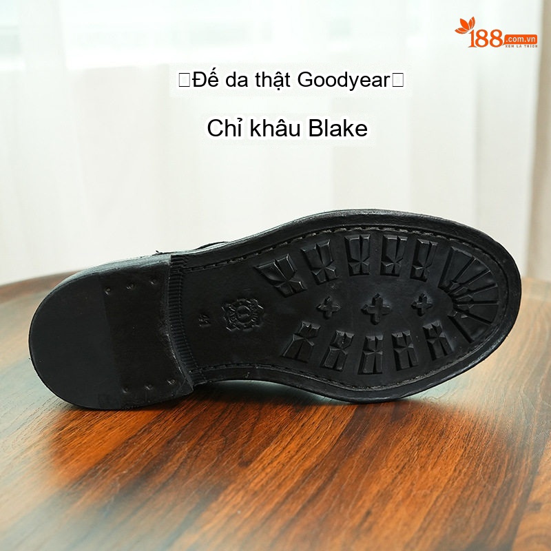 Giày Tây Buộc Dây Nam Da Thật Brogue Thủ Công Chiều Cao Đế Khoảng 3cm Màu Đen