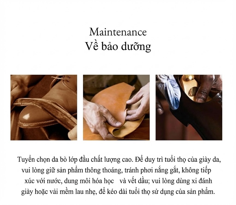 Giày Tây Buộc Dây Nam Da Thật Cao Cấp Mũi Nhọn Oxford Chiều Cao Đế Khoảng 3cm Màu Đen, Nâu chi tiết 4