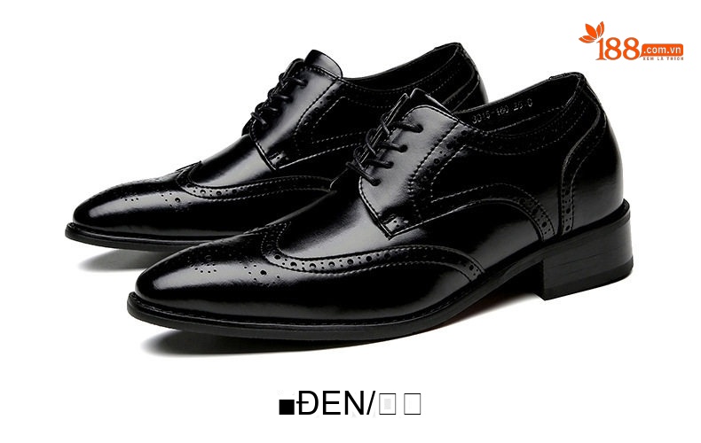 Giày Tây Buộc Dây Nam Da Thật Chiều Cao Đế 6cm Kiểu Brogue Màu Đen, Nâu chi tiết 24
