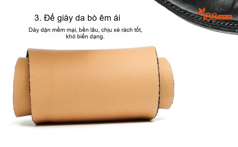 Giày Tây Buộc Dây Nam Da Thật Chiều Cao Đế Khoảng 3cm Màu Đen, Nâu chi tiết 11