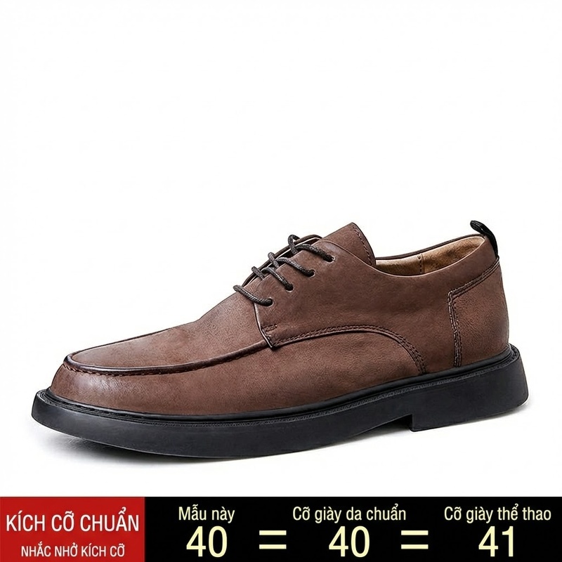 Giày Tây Buộc Dây Nam Da Thật Chiều Cao Đế Khoảng 3cm Màu Đen, Nâu