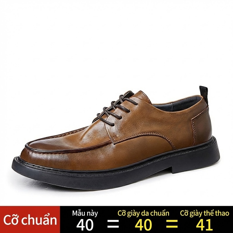 Giày Tây Buộc Dây Nam Da Thật Chiều Cao Đế Khoảng 3cm Màu Đen, Nâu
