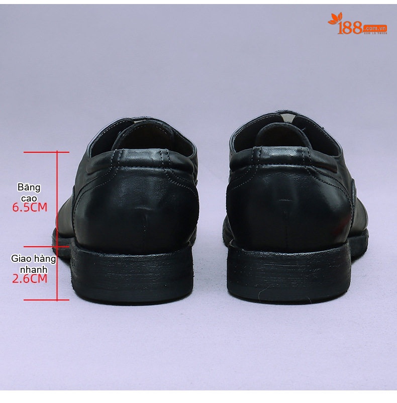 Giày Tây Buộc Dây Nam Da Thật Chiều Cao Đế Khoảng 3cm Màu Đen, Nâu chi tiết 10