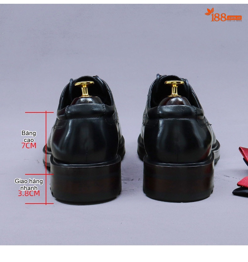 Giày Tây Buộc Dây Nam Da Thật Chiều Cao Đế Khoảng 3cm Màu Đen, Nâu chi tiết 17