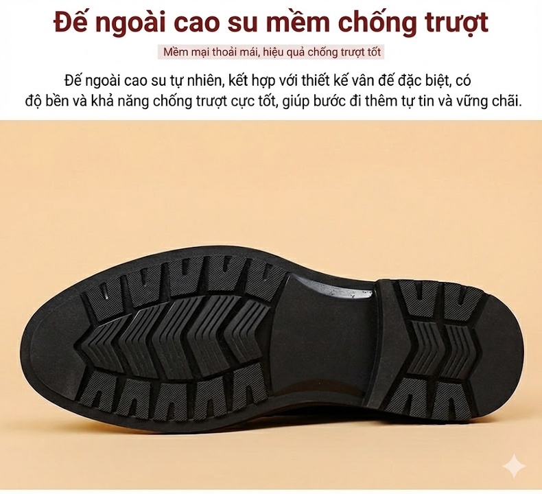 Giày Tây Buộc Dây Nam Da Thật Chiều Cao Đế Khoảng 3cm Màu Đen, Nâu chi tiết 7