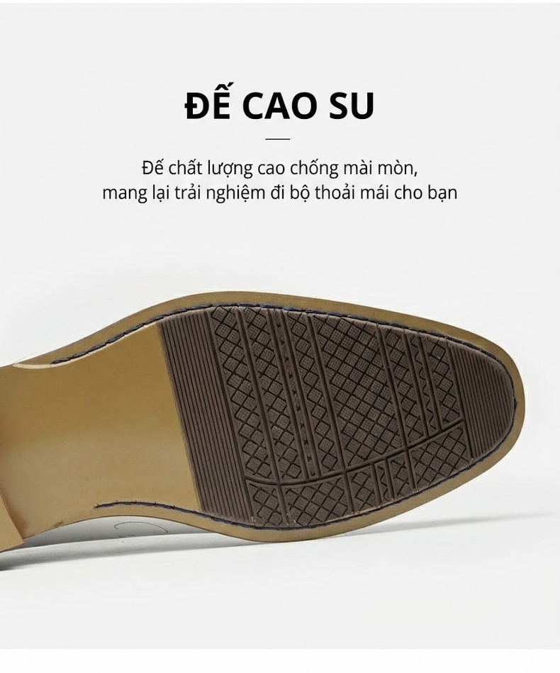 Giày Tây Buộc Dây Nam Da Thật Chiều Cao Đế Khoảng 3cm Màu Đen, Trắng, Nâu chi tiết 7