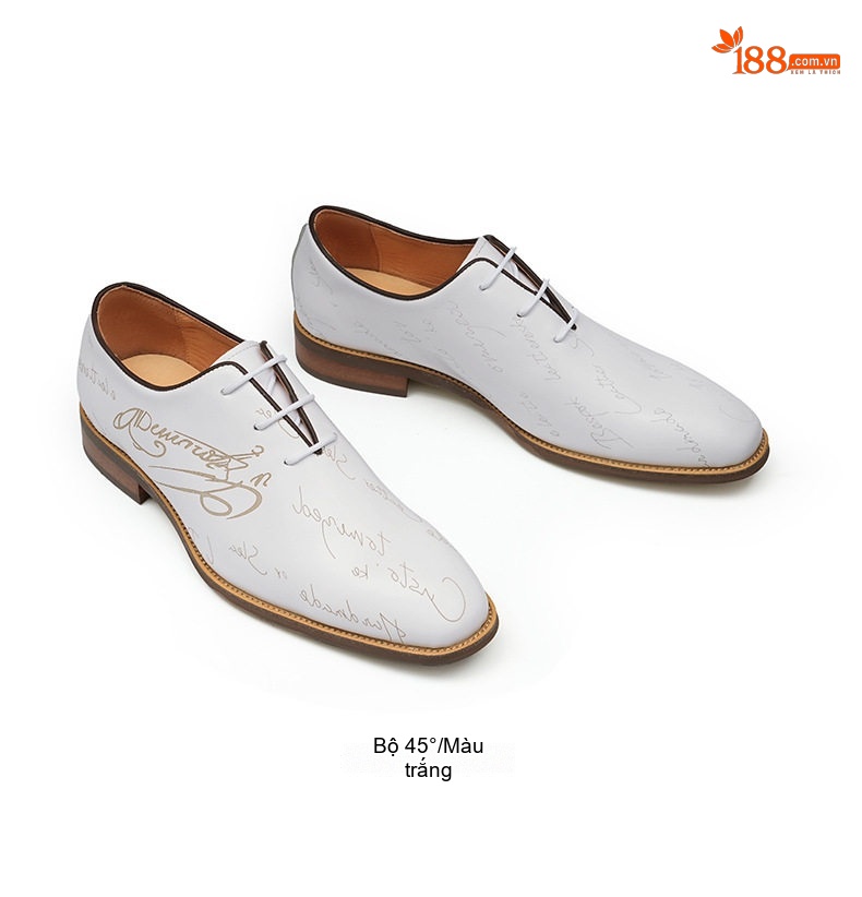Giày Tây Buộc Dây Nam Da Thật Chiều Cao Đế Khoảng 3cm Màu Đen, Trắng, Nâu chi tiết 11
