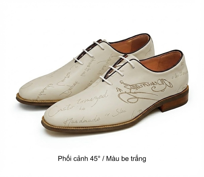 Giày Tây Buộc Dây Nam Da Thật Chiều Cao Đế Khoảng 3cm Màu Đen, Trắng, Nâu chi tiết 13