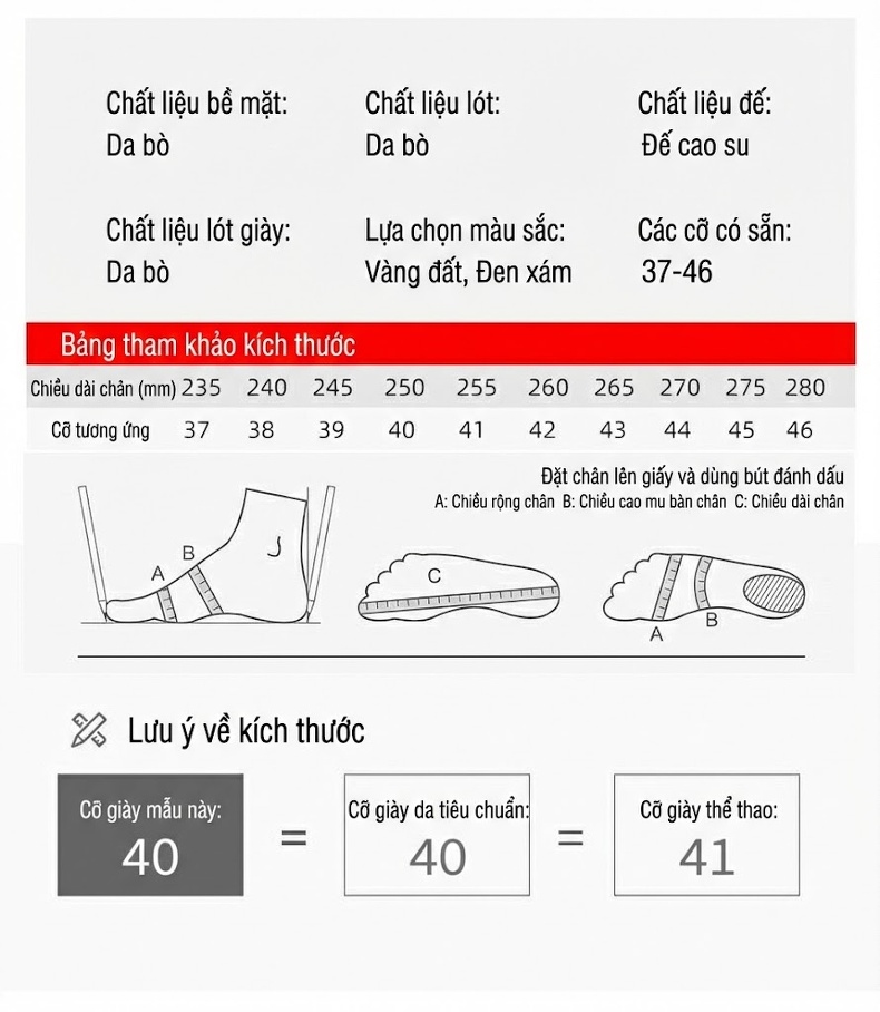 Giày Tây Buộc Dây Nam Da Thật Chiều Cao Đế Khoảng 3cm Màu Nâu, Đen chi tiết 10