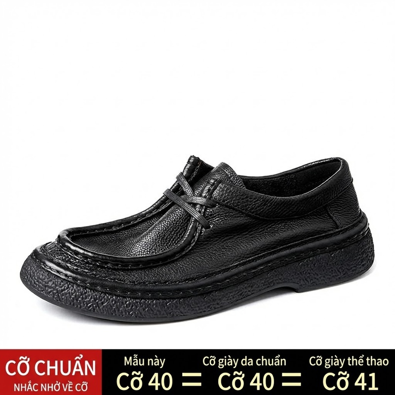 Giày Tây Buộc Dây Nam Da Thật Chiều Cao Đế Khoảng 3cm Màu Nâu, Đen