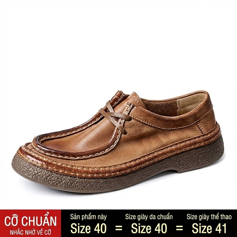 Giày Tây Buộc Dây Nam Da Thật Chiều Cao Đế Khoảng 3cm Màu Nâu, Đen