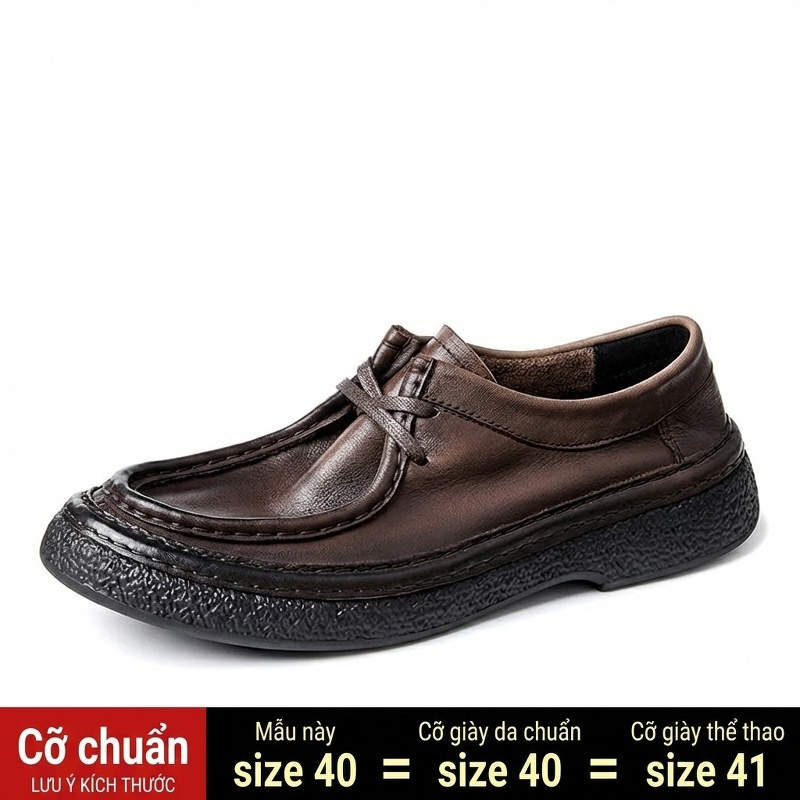 Giày Tây Buộc Dây Nam Da Thật Chiều Cao Đế Khoảng 3cm Màu Nâu, Đen