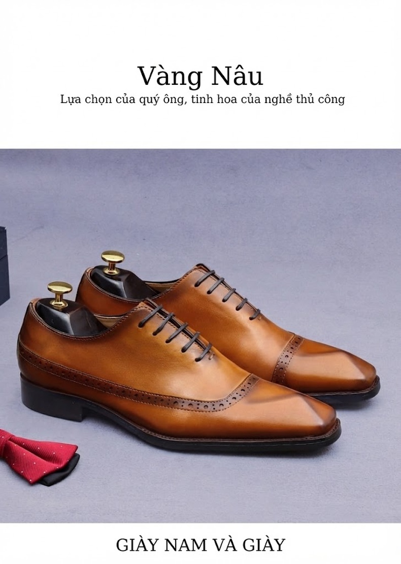 Giày Tây Buộc Dây Nam Da Thật Chiều Cao Đế Khoảng 3cm Màu Nâu, Đen chi tiết 10