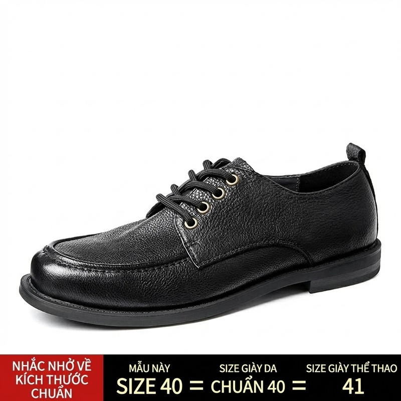 Giày Tây Buộc Dây Nam Da Thật Chiều Cao Đế Khoảng 3cm Màu Nâu, Đen