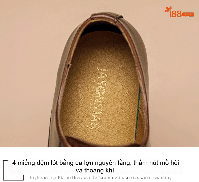 Giày Tây Buộc Dây Nam Da Thật Chiều Cao Đế Khoảng 3cm Màu Nâu Đỏ chi tiết 6
