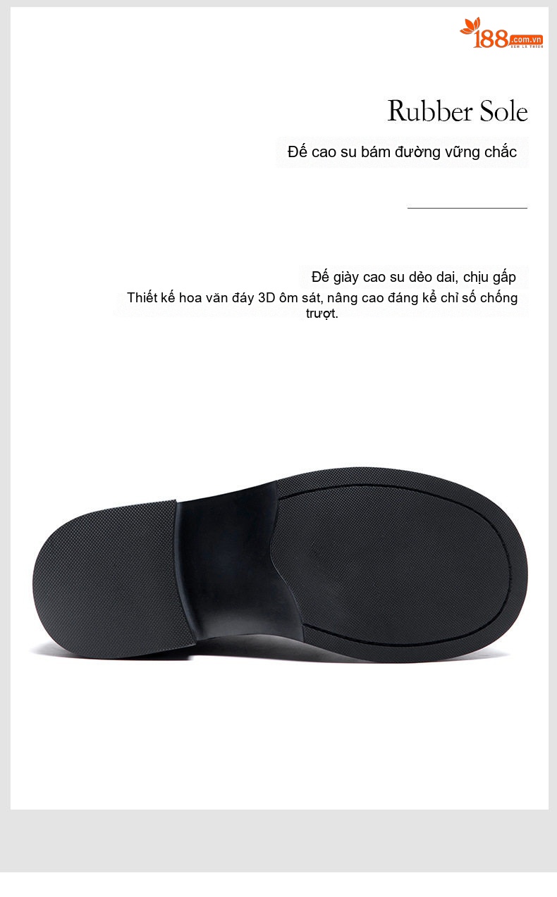 Giày Tây Buộc Dây Nam Da Thật Chiều Cao Đế Khoảng 4cm Màu Đen, Nâu chi tiết 12
