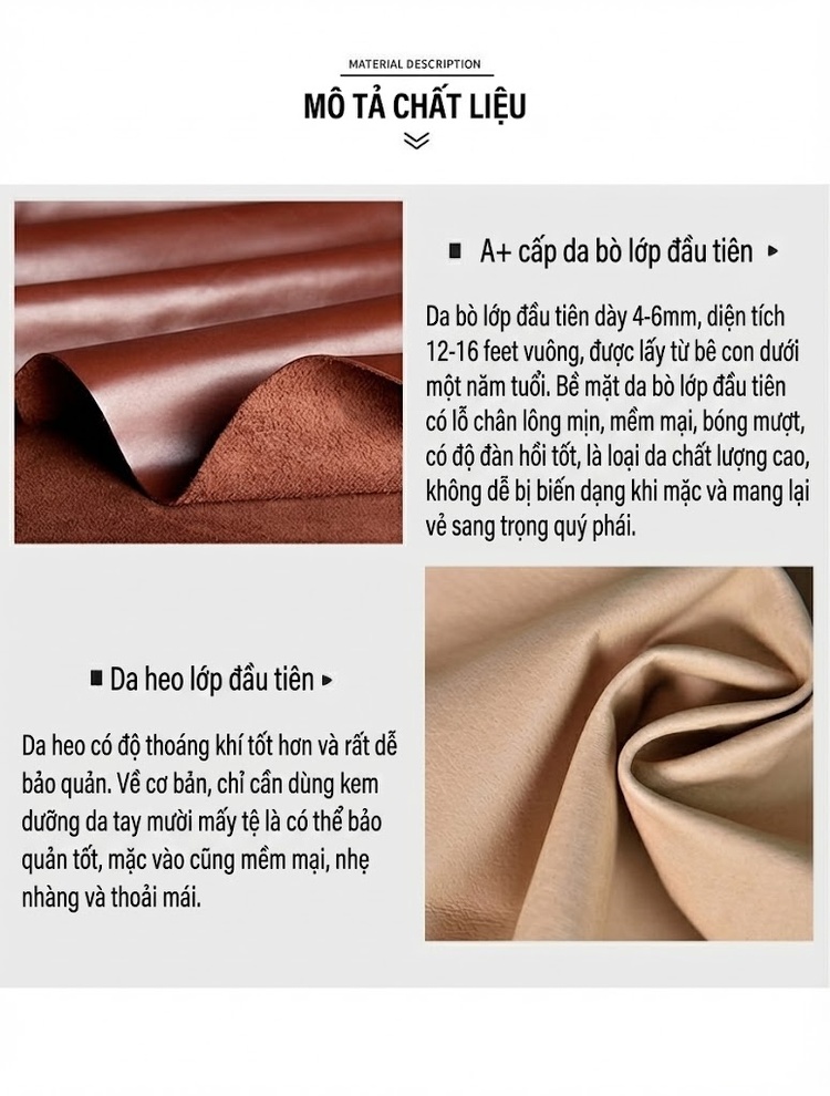 Giày Tây Buộc Dây Nam Da Thật Da Bò Họa Tiết Chiều Cao Đế Khoảng 3cm Màu Nâu chi tiết 7