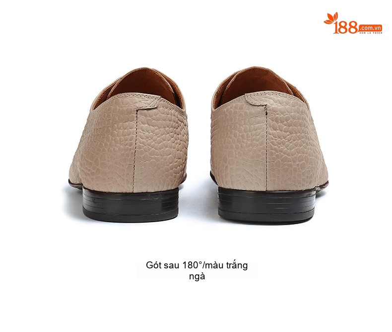 Giày Tây Buộc Dây Nam Da Thật Vân Cá Sấu Chiều Cao Đế Khoảng 3cm Màu Be chi tiết 12
